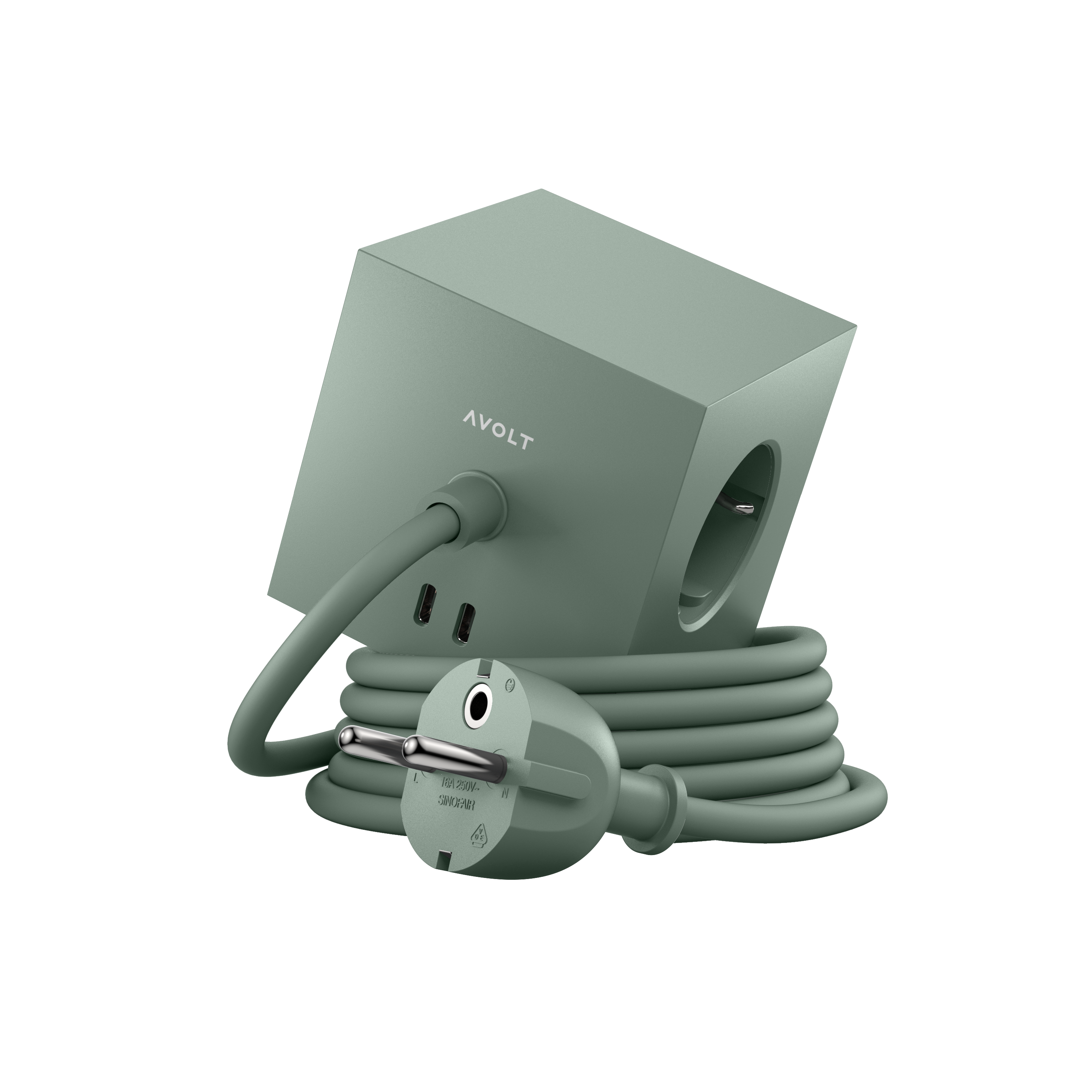 Square 1, USB-C & magnetisk stikdåse - Oak Green